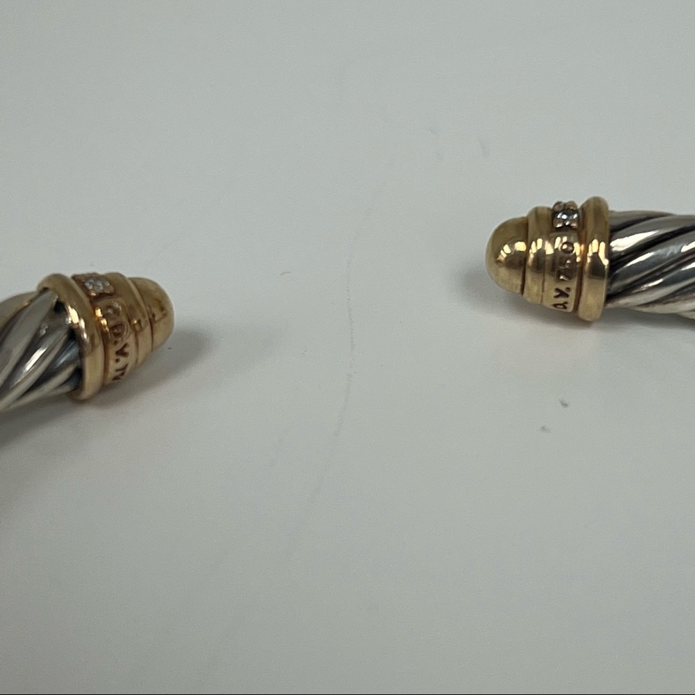 David Yurman Cable Classics Bracelet w/ 18K Yellow Gold Domes and Pavé Diamonds - Picture 4 of 12